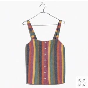 Madewell rainbow stripe button front tank top